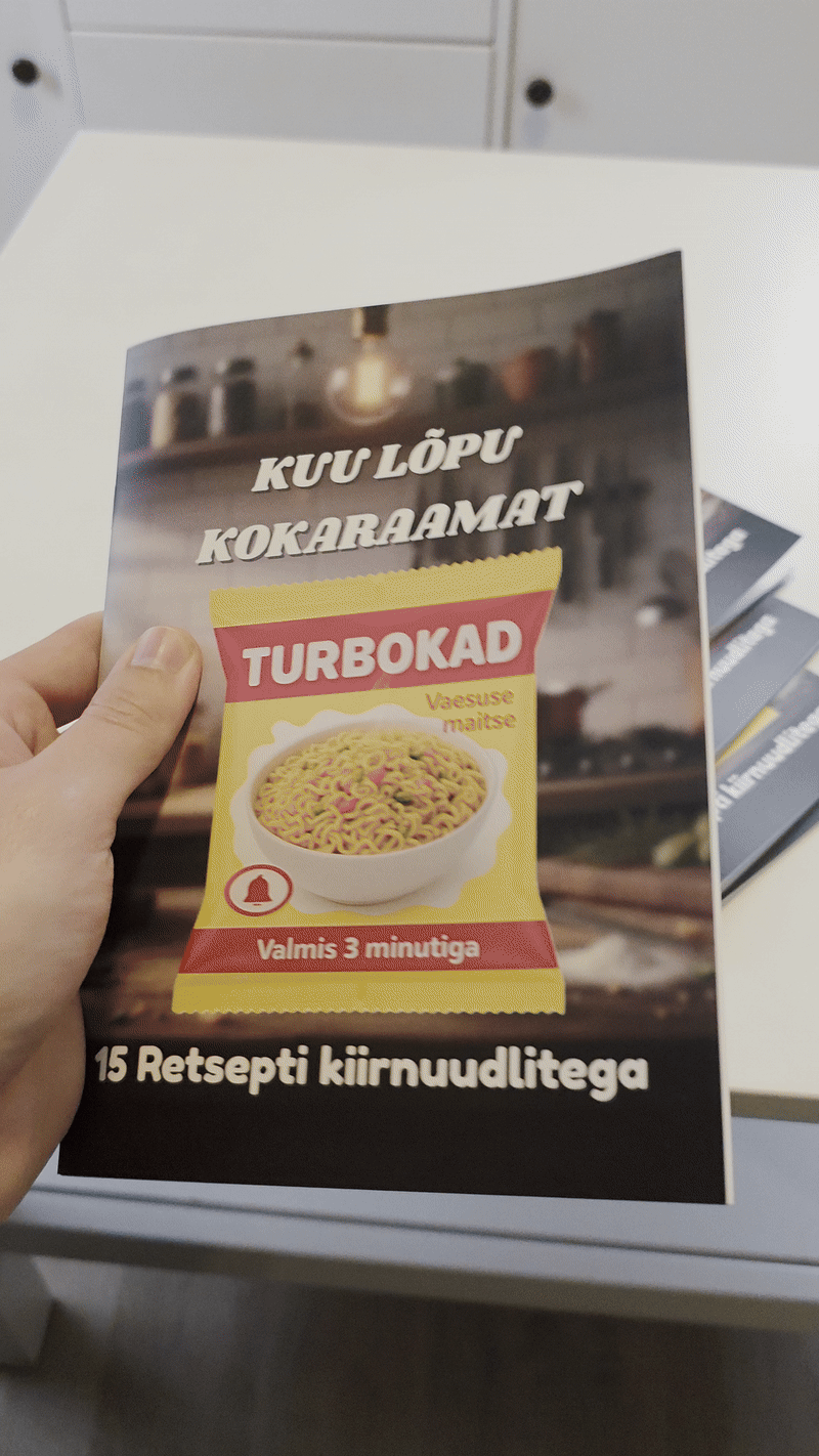 Parim jõulukink alla 10€ 2025 – “Kuu lõpu kokaraamat - 15 retsepti kiirnuudlitega”